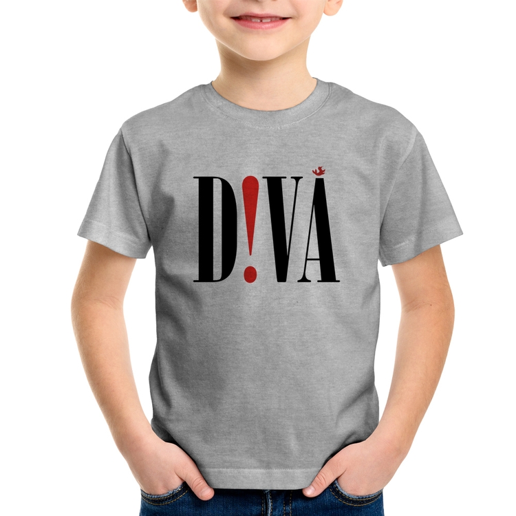 Camiseta Infantil Diva - Cinza