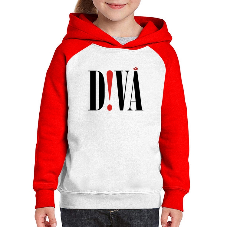Moletom Infantil Diva - Branco/Vermelho