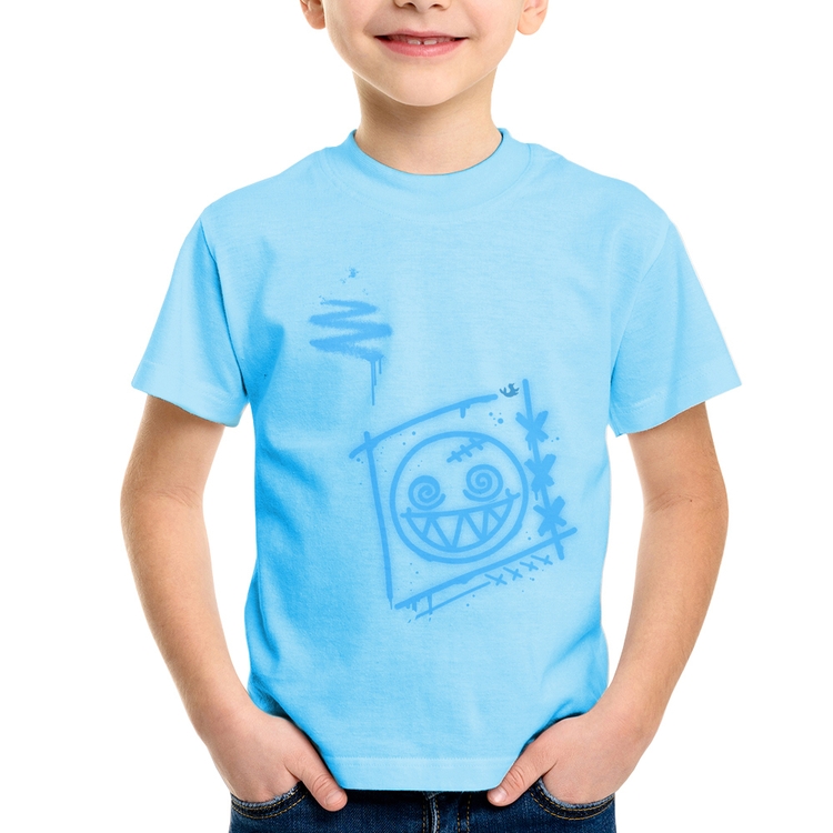 Camiseta Infantil Dizzy Eyes Madpunk co. - Azul Bebê