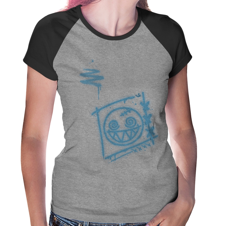 Baby Look Raglan Dizzy Eyes Madpunk co. - Cinza/Preto