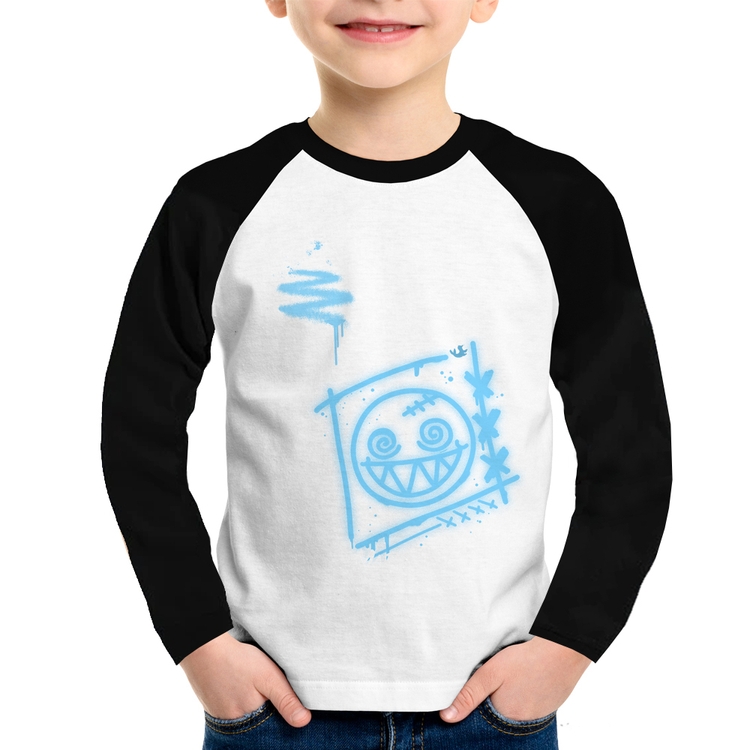 Camiseta Raglan Infantil Dizzy Eyes Madpunk co. Manga Longa