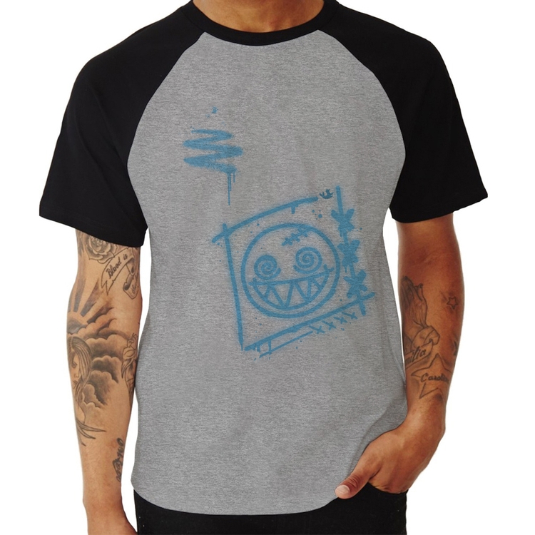 Camiseta Raglan Dizzy Eyes Madpunk co. - Cinza/Preto