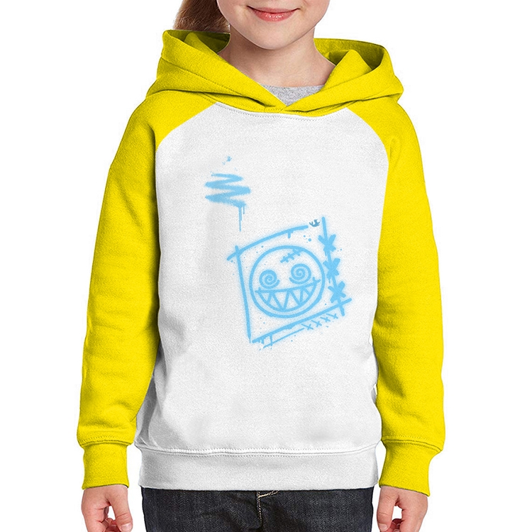 Moletom Infantil Dizzy Eyes Madpunk co. - Branco/Amarelo