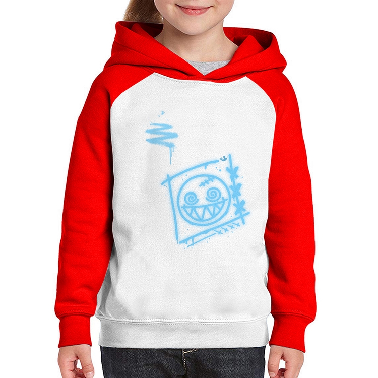 Moletom Infantil Dizzy Eyes Madpunk co. - Branco/Vermelho