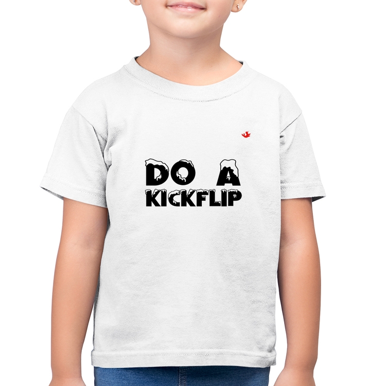 Camiseta Algodão Infantil Do a Kickflip - Branca