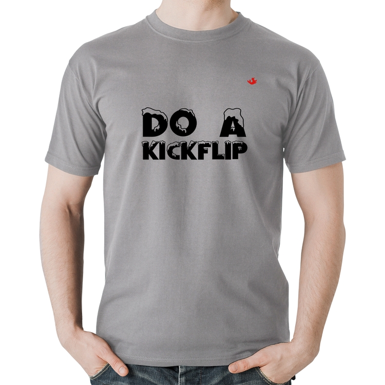 Camiseta Algodão Do a Kickflip - Cinza