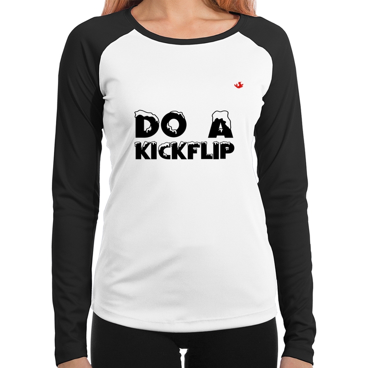 Baby Look Raglan Do a Kickflip Manga Longa