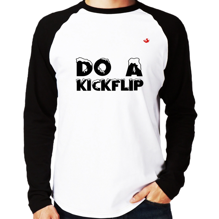 Camiseta Raglan Do a Kickflip Manga Longa