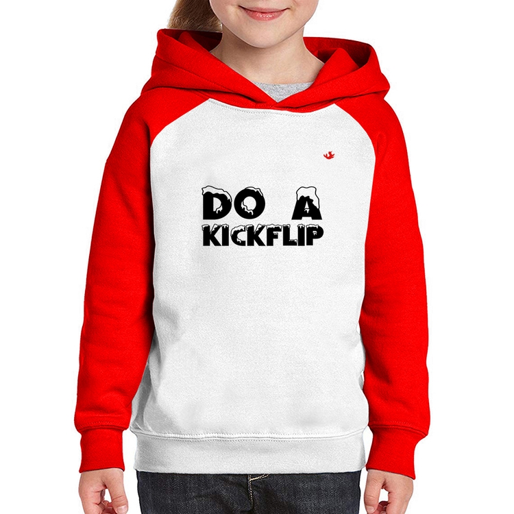 Moletom Infantil Do a Kickflip - Branco/Vermelho