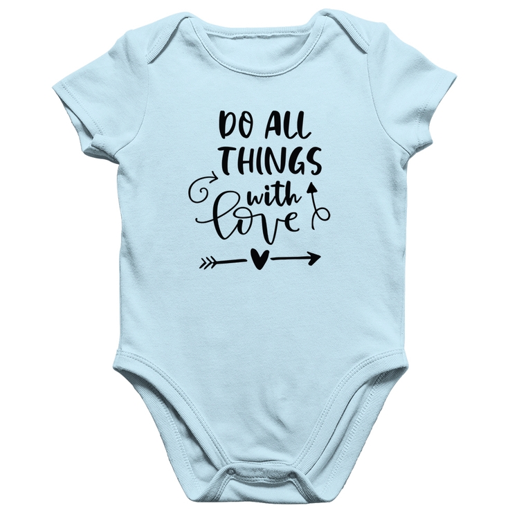 Body Bebê Algodão Do All Things With Love - Azul Bebê