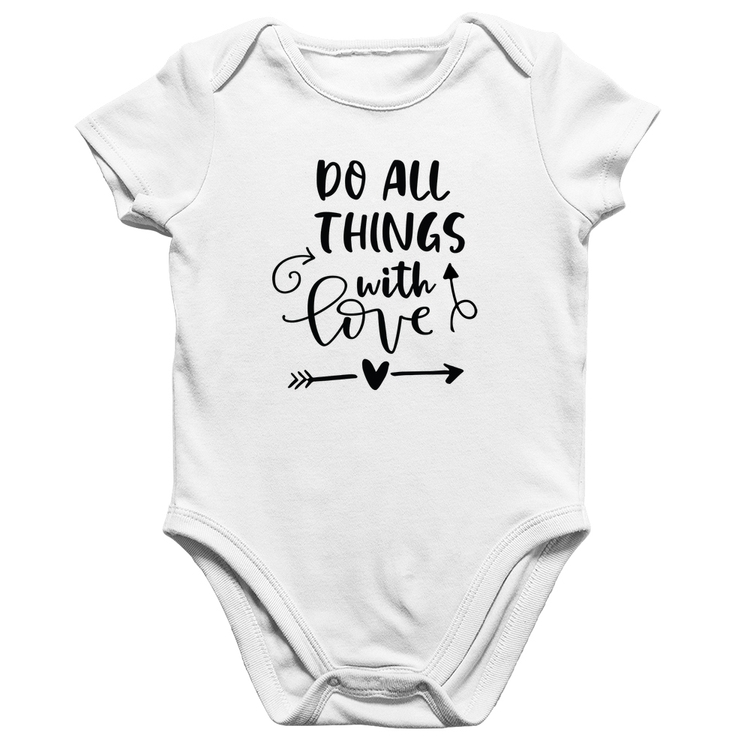 Body Bebê Algodão Do All Things With Love - Branco