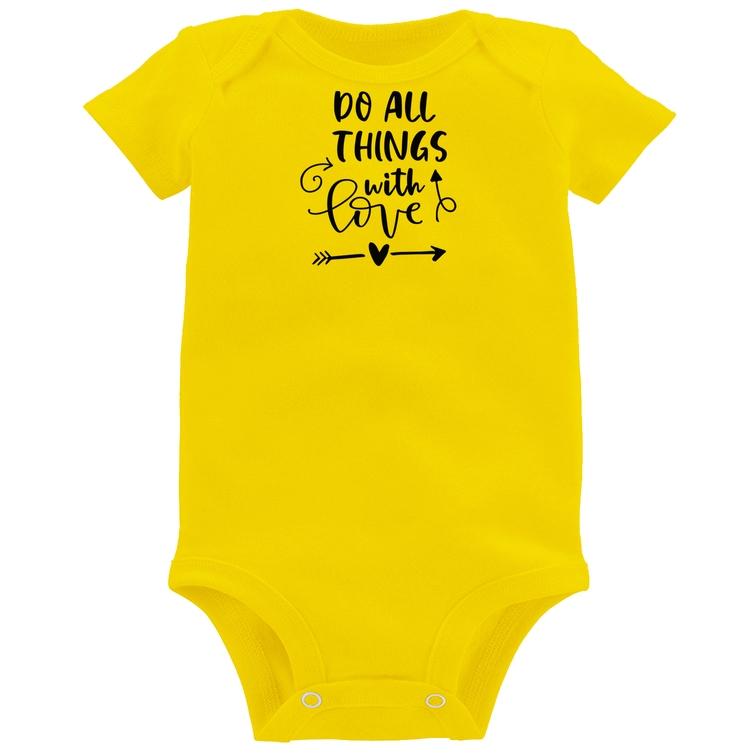 Body Bebê Do All Things With Love - Amarelo