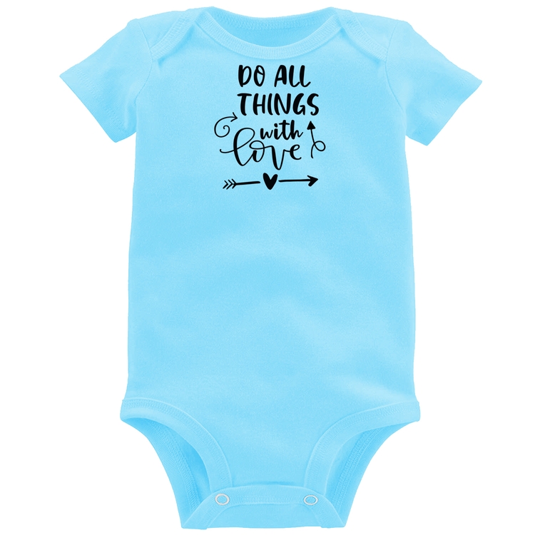 Body Bebê Do All Things With Love - Azul Bebê