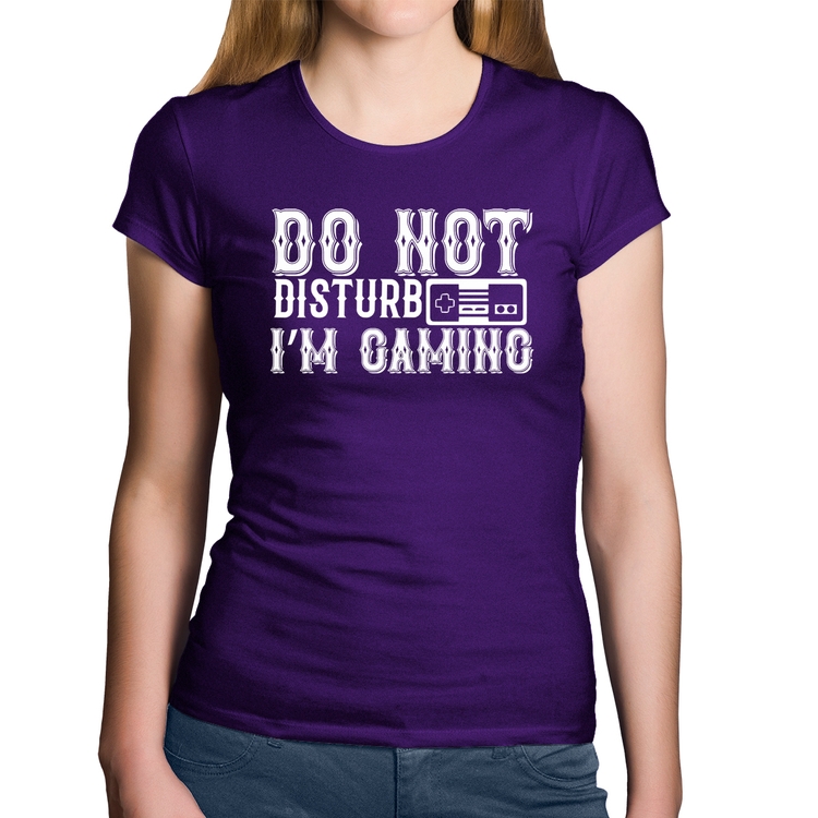 Baby Look Algodão Do Not Disturb I'm Gaming - Roxa