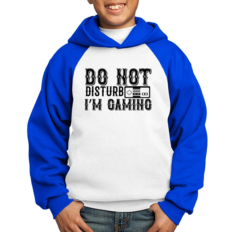 Moletom Infantil Do Not Disturb I'm Gaming - Branco/Azul