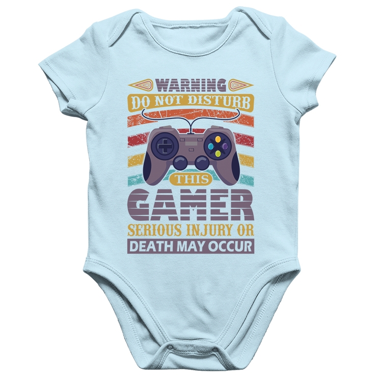 Body Bebê Algodão Do Not Disturb This Gamer - Azul Bebê