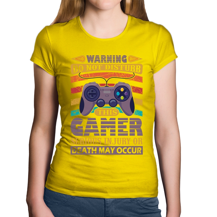 Baby Look Algodão Do Not Disturb This Gamer - Amarela