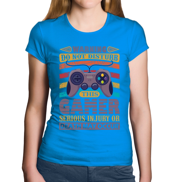 Baby Look Algodão Do Not Disturb This Gamer - Azul