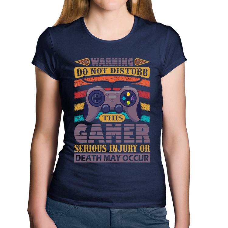 Baby Look Algodão Do Not Disturb This Gamer - Marinho