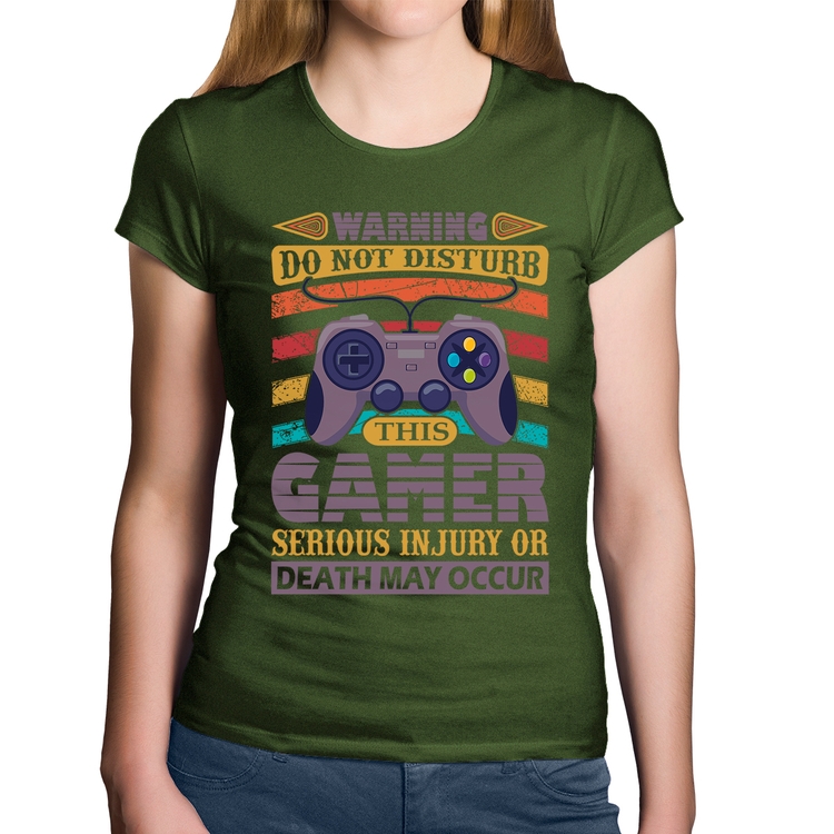 Baby Look Algodão Do Not Disturb This Gamer - Musgo