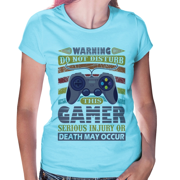Baby Look Do Not Disturb This Gamer - Azul Bebê