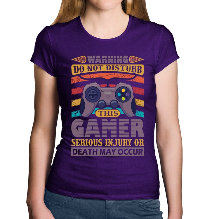 Baby Look Algodão Do Not Disturb This Gamer - Roxa