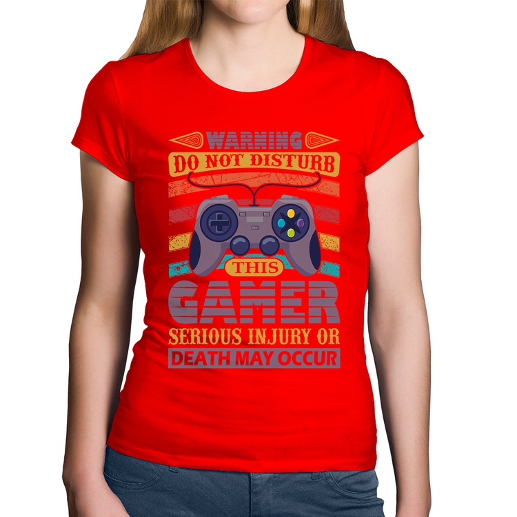 Baby Look Algodão Do Not Disturb This Gamer - Vermelha