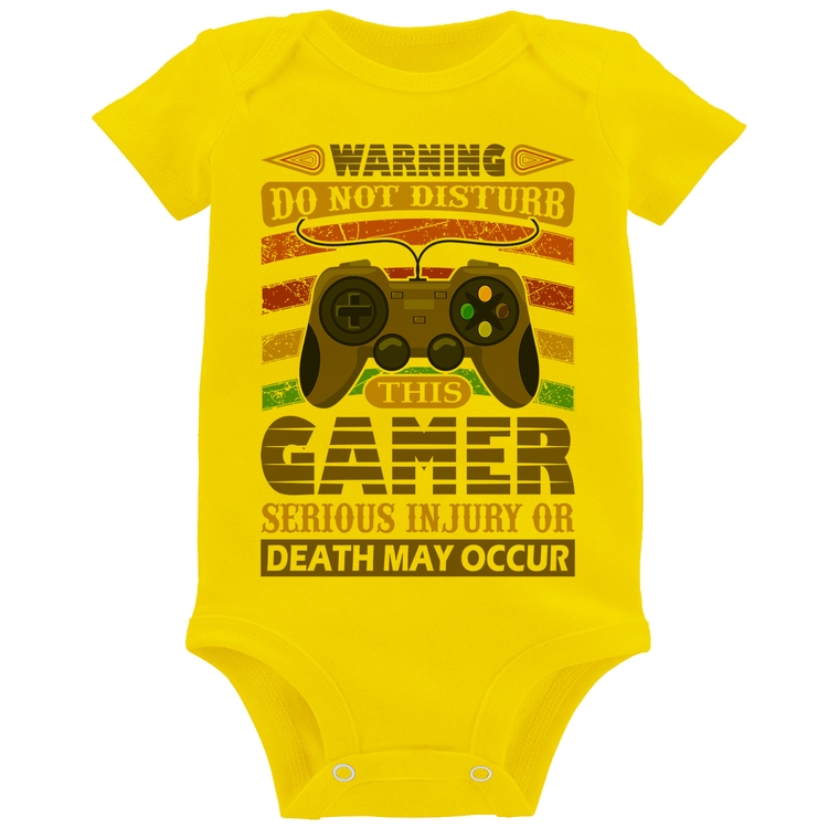 Body Bebê Do Not Disturb This Gamer - Amarelo