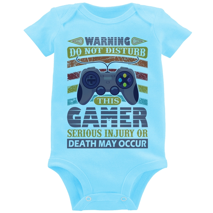 Body Bebê Do Not Disturb This Gamer - Azul Bebê