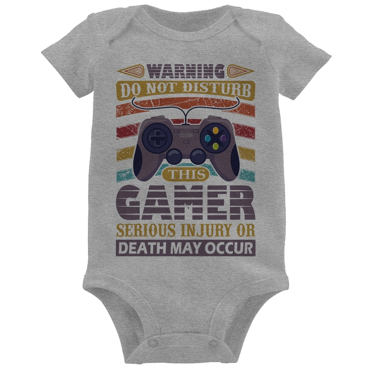 Body Bebê Do Not Disturb This Gamer - Cinza