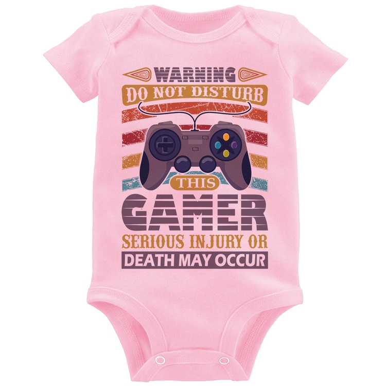 Body Bebê Do Not Disturb This Gamer - Rosa Bebê