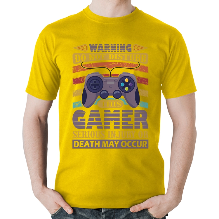 Camiseta Algodão Do Not Disturb This Gamer - Amarela