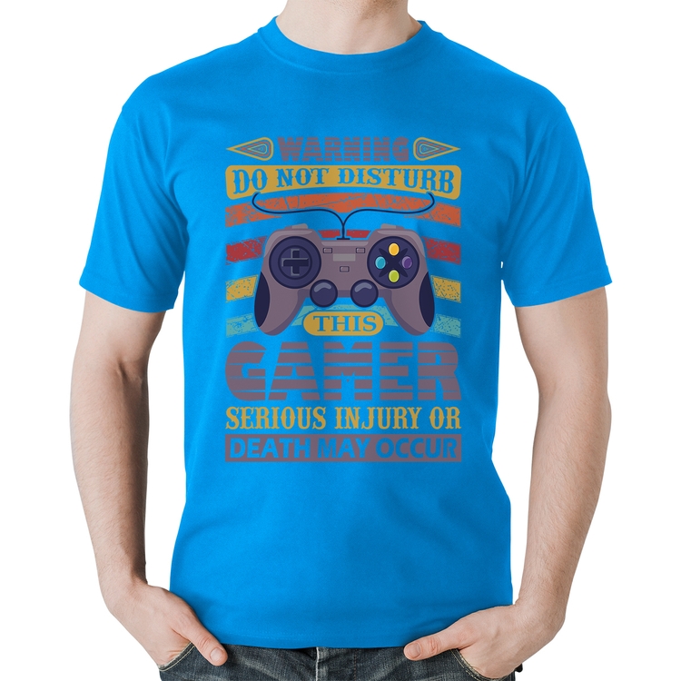 Camiseta Algodão Do Not Disturb This Gamer - Azul