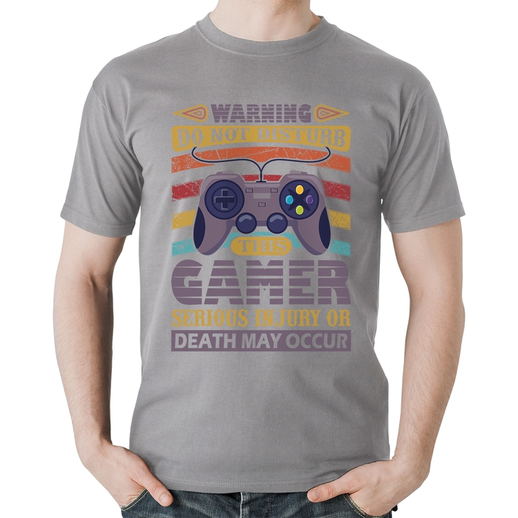 Camiseta Algodão Do Not Disturb This Gamer - Cinza