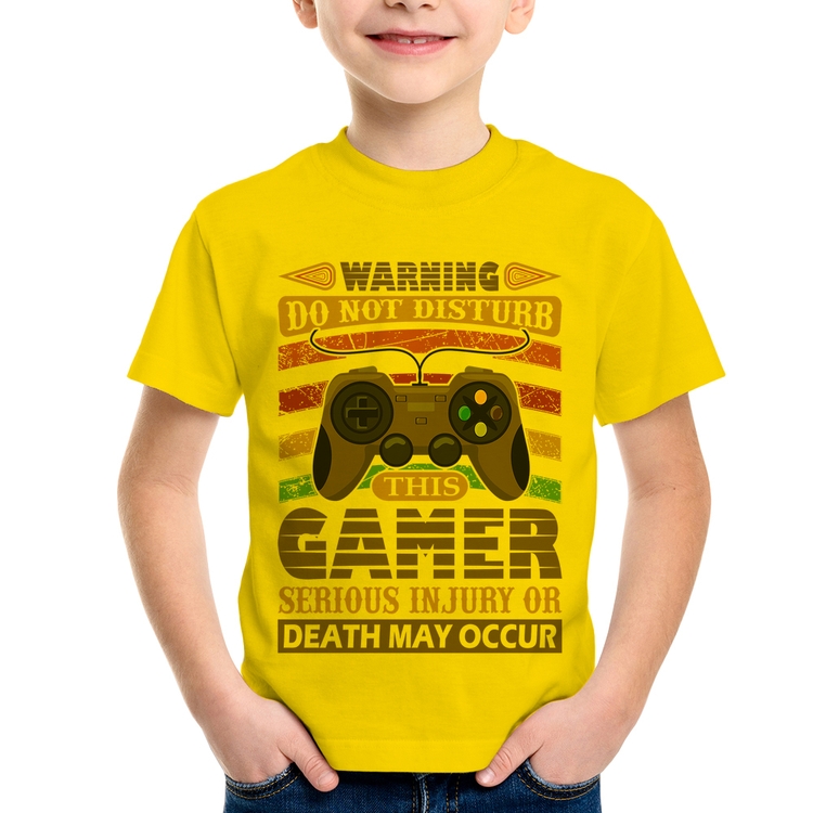 Camiseta Infantil Do Not Disturb This Gamer - Amarela