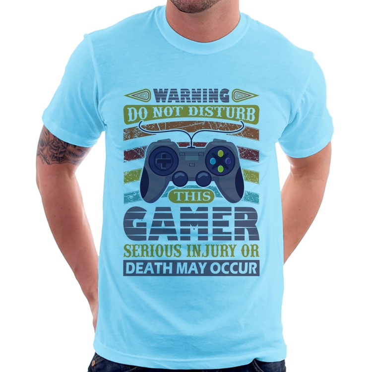 Camiseta Do Not Disturb This Gamer - Azul Bebê