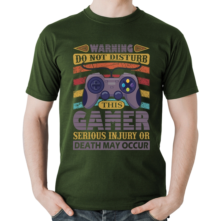 Camiseta Algodão Do Not Disturb This Gamer - Musgo