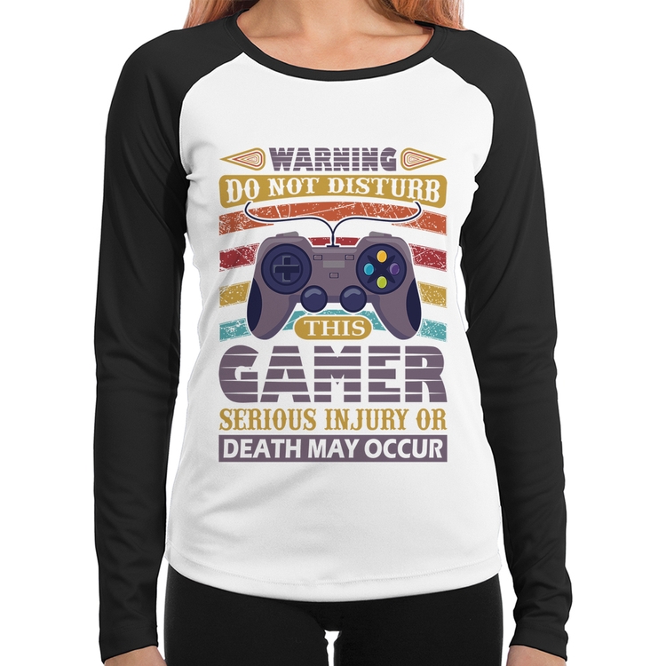 Baby Look Raglan Do Not Disturb This Gamer Manga Longa