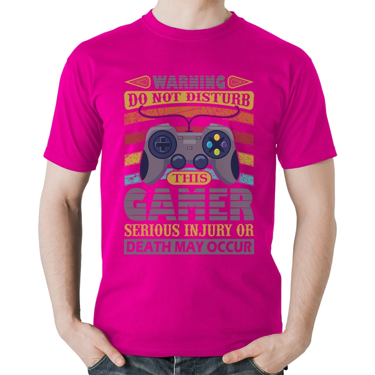 Camiseta Algodão Do Not Disturb This Gamer - Rosa