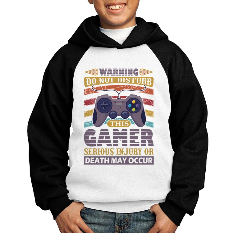 Moletom Infantil Do Not Disturb This Gamer - Branco/Preto