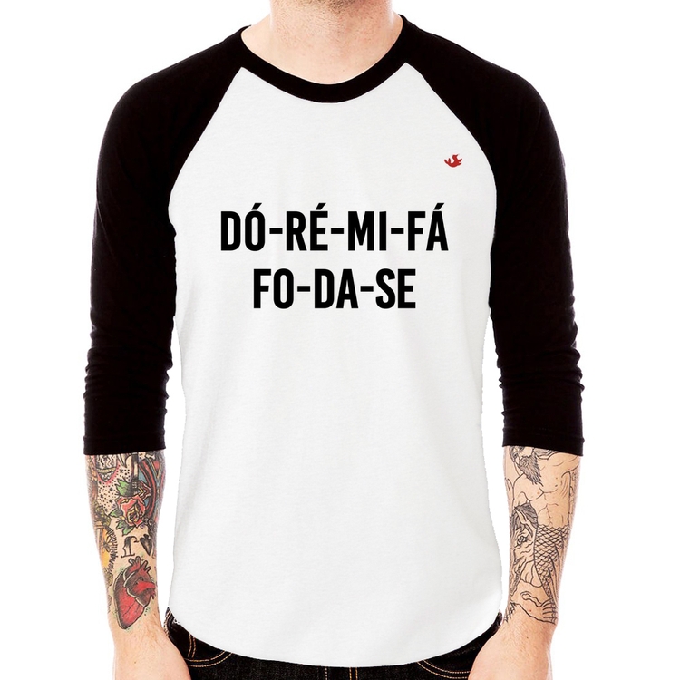 Camiseta Raglan Dó-Ré-Mi-Fá-Fo-Da-Se Manga 3/4