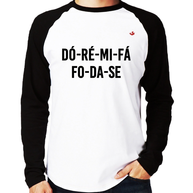 Camiseta Raglan Dó-Ré-Mi-Fá-Fo-Da-Se Manga Longa