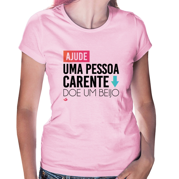 Baby Look Doe um beijo - Rosa Bebê