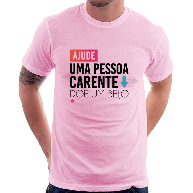Camiseta Doe um beijo - Rosa Bebê