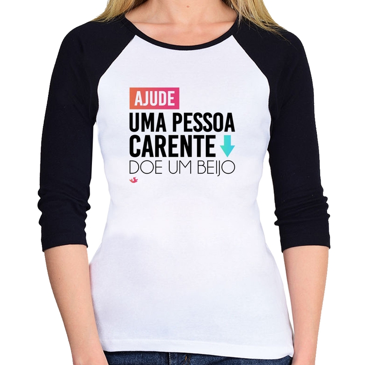 Baby Look Raglan Doe um beijo Manga 3/4