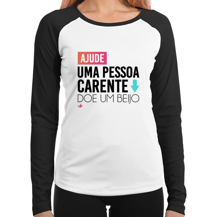 Baby Look Raglan Doe um beijo Manga Longa