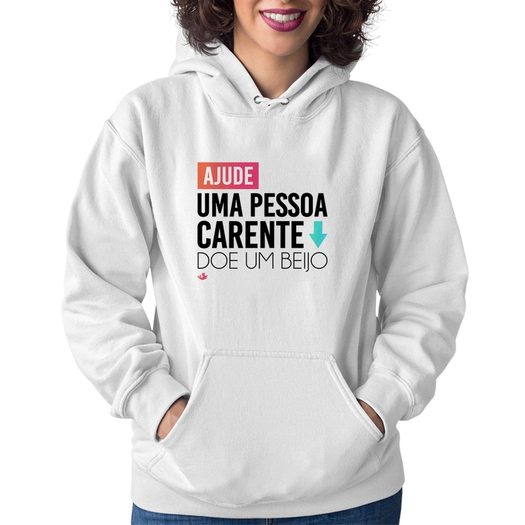 Moletom Feminino Doe um beijo - Branco