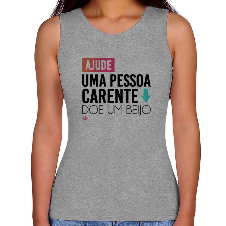 Regata Feminina Doe um beijo - Cinza