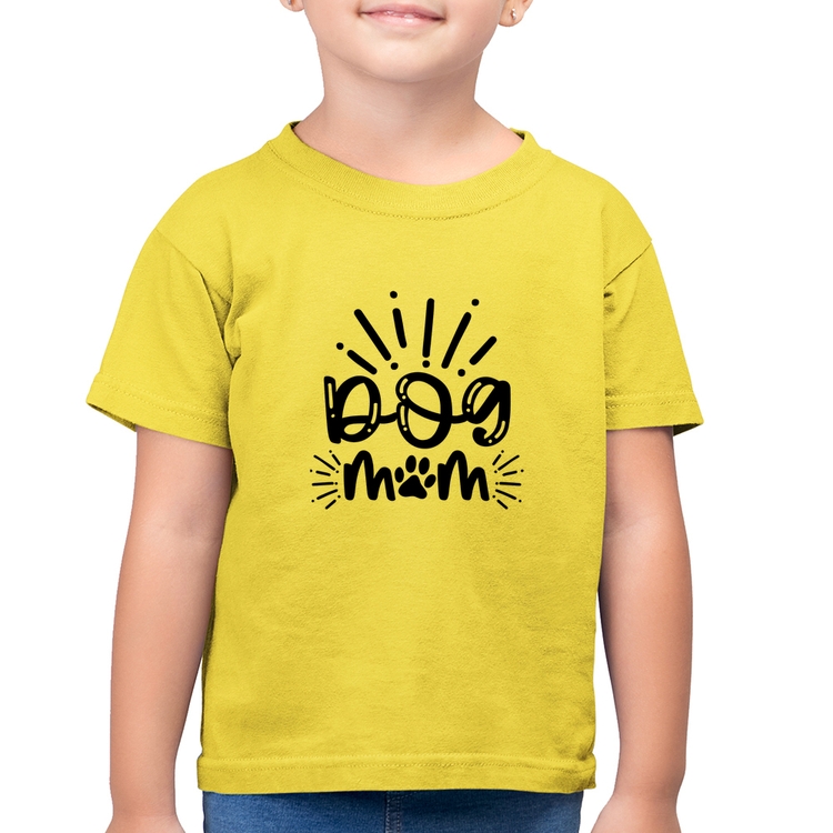Camiseta Algodão Infantil Dog Mom - Amarelo Canário