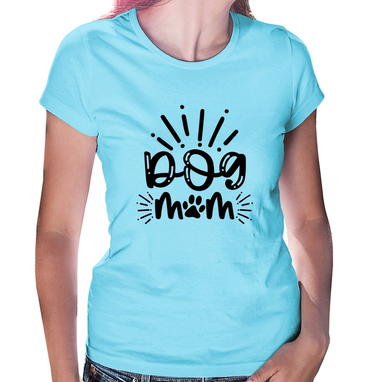 Baby Look Dog Mom - Azul Bebê